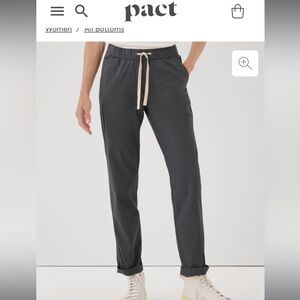 Pact Organic Woven Twill Roll Up Drawstring Pants Grey Size m